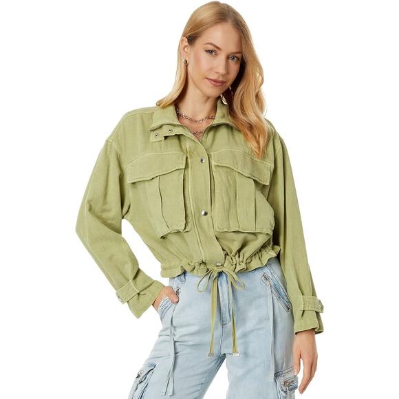 NWT [BLANKNYC] Green Linen Cotton Utility Jacket w/ Drawstring Hem – Size M - Picture 1 of 16